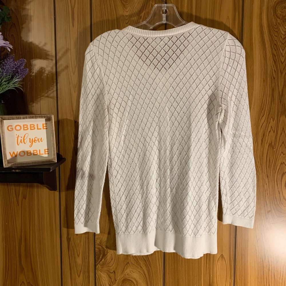 Ann Taylor Loft Sweater White Button Up - Picture 2 of 4